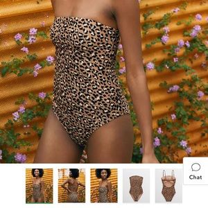 Aerie Strapless One Piece Leopard Swimsuit